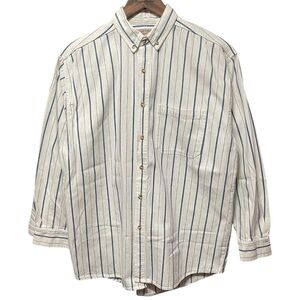 Vintage 70s 80s Rhino Pin Striped button up front pocket workwear denim shirt